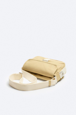 ZARA ХОЛЩОВАЯ СУМКА С ПРЯЖКОЙ, ПЕСОЧНЫЙ