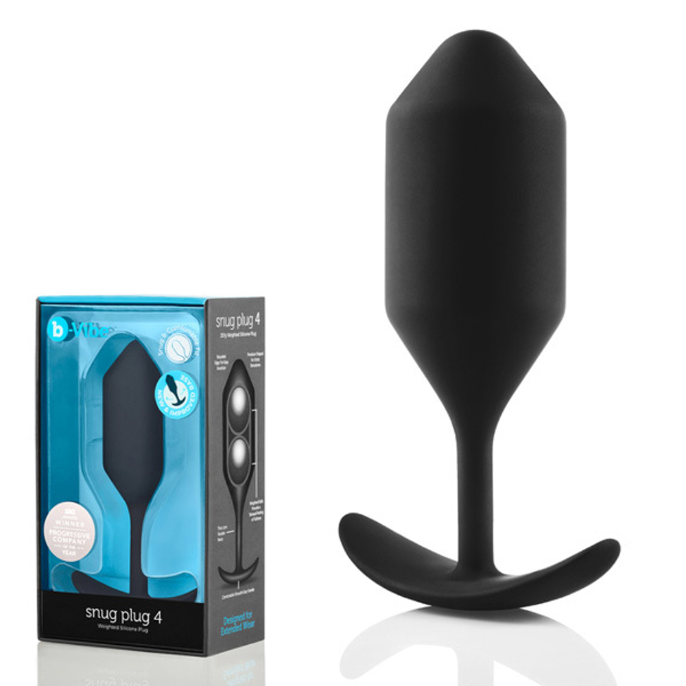Черная анальная пробка для ношения 14см b-Vibe Snug Plug 4 BV-010-BLK
