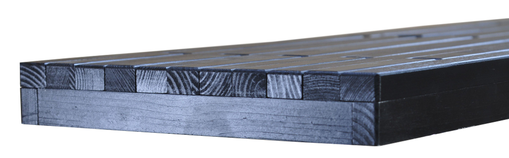 Вешалка для одежды настенная Пиафорте на 10 крючков 120х33 см / вешалка деревянная из массива сосны в прихожую, черный