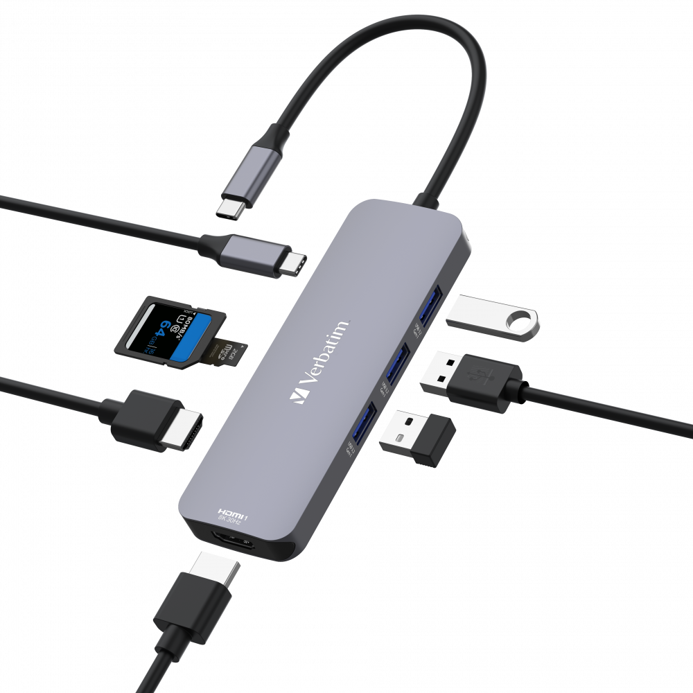 Многопортовый разветвитель Verbatim USB-C Pro CMH-08 на 8 портов
