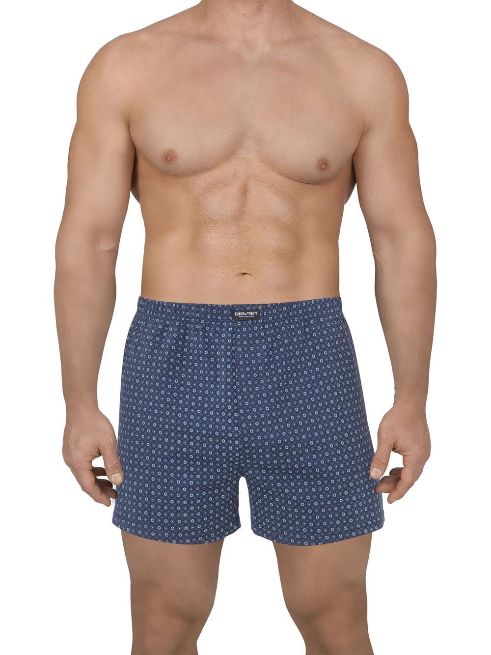 Хлопковые семейные трусы с мелким принтом (Размер: M) (Цвет: темно-синий)