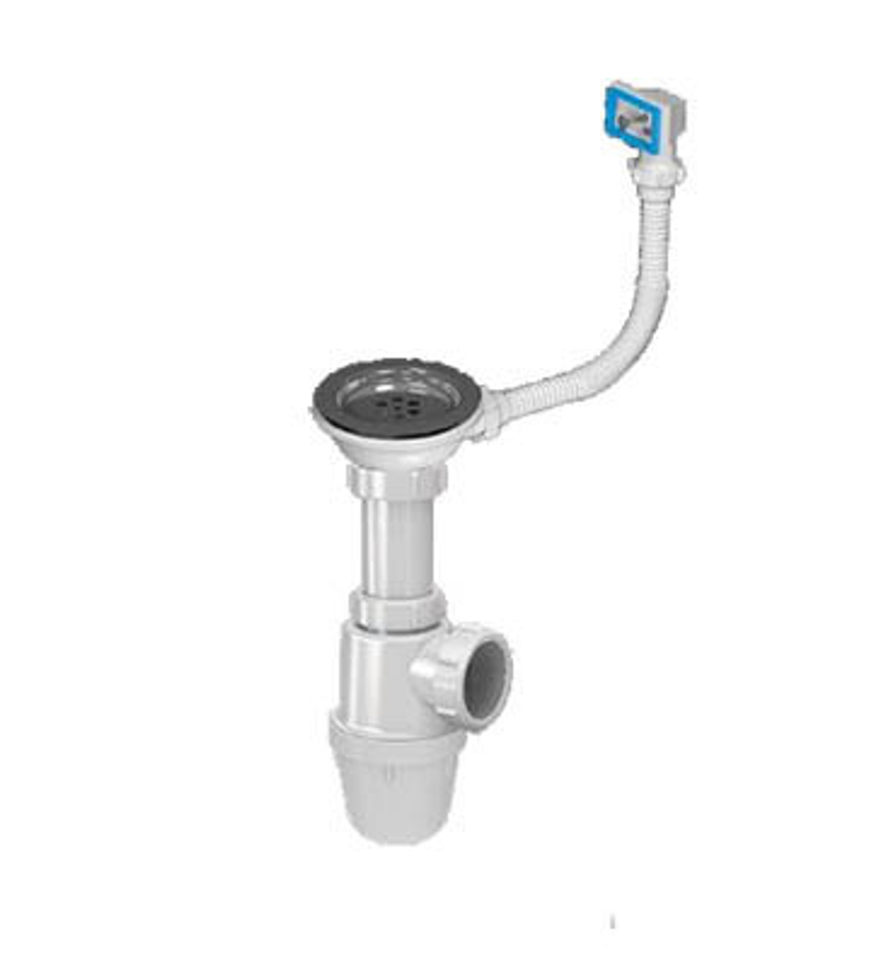 Сифон для кухни 3 1/2"*40 c гиб. прямоуг. переливом B0145Р-AK САНДЕСАНТ