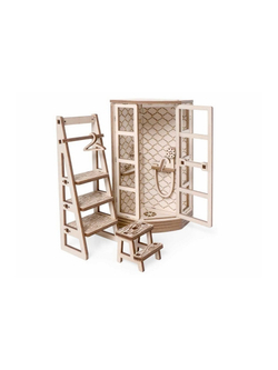 Деревянный конструктор Lemmo МОДЕЛЬ "НАБОР МЕБЕЛИ ВАННАЯ", 129 деталей