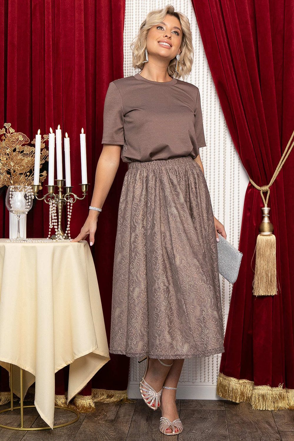 Юбка кружевная Эндис (шоколад) Ю14728-10М LT Collection