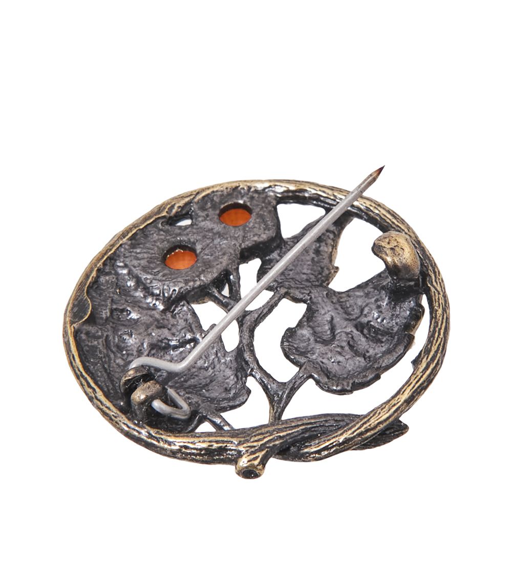 AM-4069 Брошь «Сирень Круг» (латунь, янтарь)