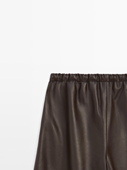 Massimo Dutti Брюки саруэль из кожи наппа, коричневый