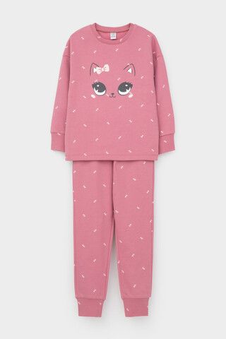 пижама  для девочки  К 1581/пепельная роза,маленькие листья