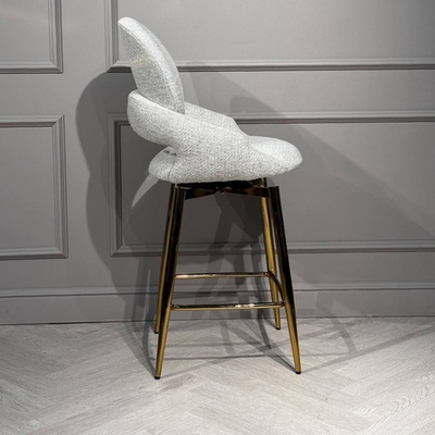 Стул барный поворотный Виола, белый крем, золото