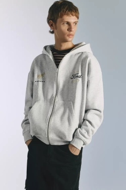PULL&BEAR Толстовка на молнии Ford, серый меланж