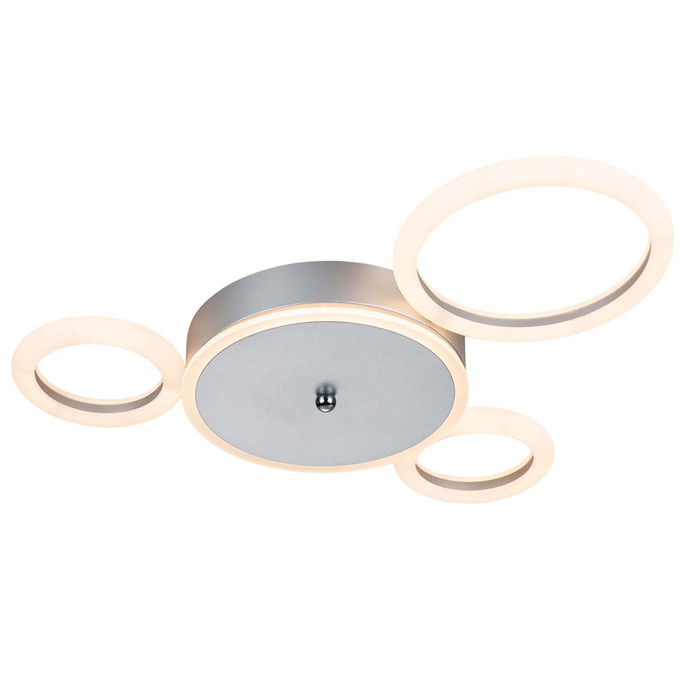 Светодиодный светильник 40Вт, 3200Лм, 3000К-6000К,Ra>80, ИК-пульт, плавная регулировка мощности, изменение цветовой температуры, ночник, металл/акрил, серебро