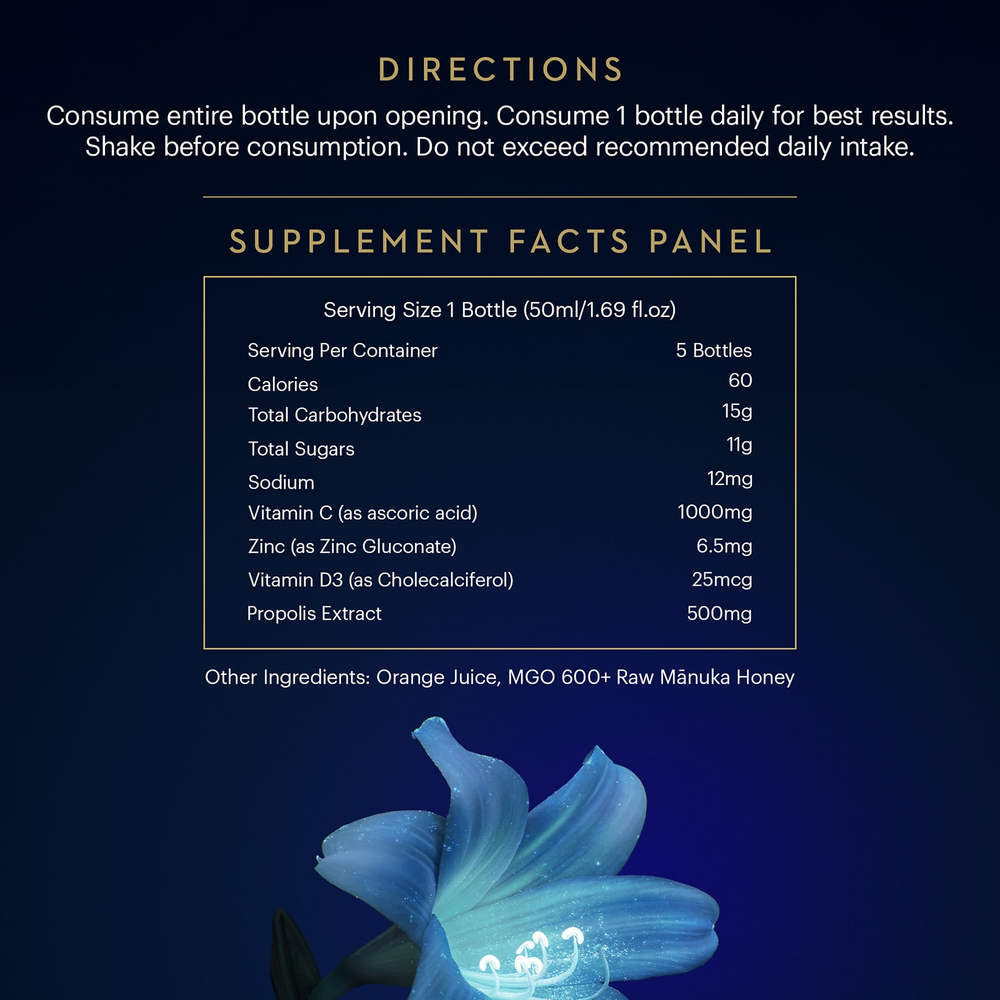 Manuka Health, Immunity Elixir Shot, 5 флаконов по 50 мл (1,69 жидк. унции)