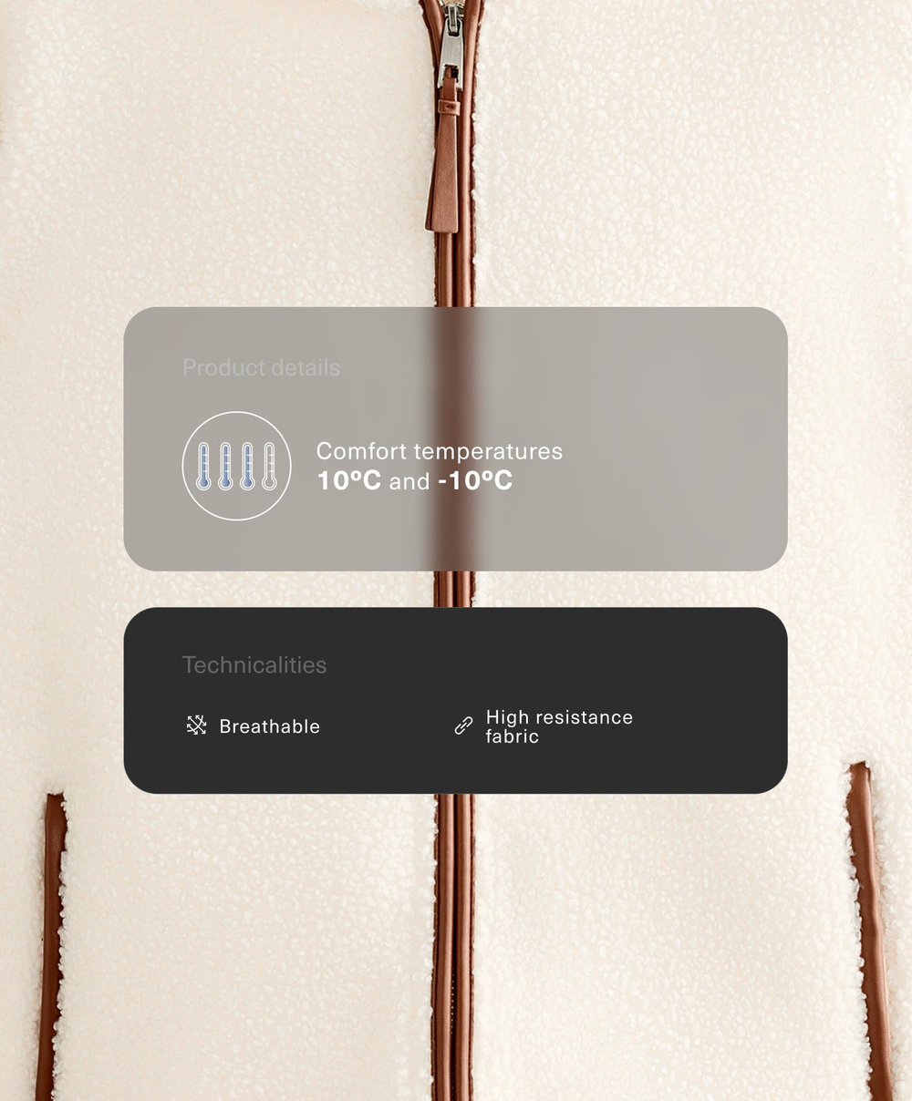 Oysho Куртка из искусственной овчины с капюшоном, экрю