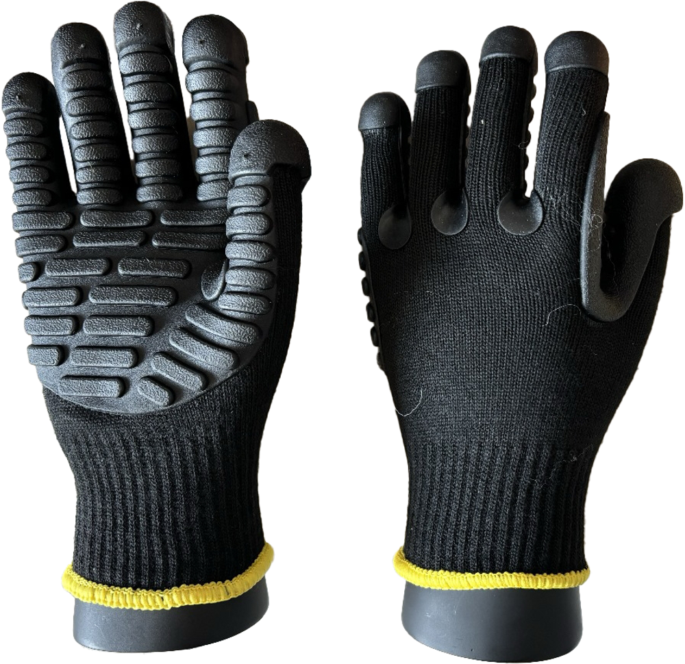 Перчатки 10G полиэстер +Спандекс, черный TPE, антивибрация