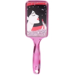 Расческа массажная зеркальная «Animals», принт девушки, микс 4 цвета, 7*23.5см, (блистер Ultramarine)