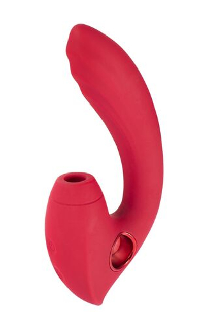 Красный вибратор с вакуум-волновым стимулятором клитора Grace (Цвет: красный)