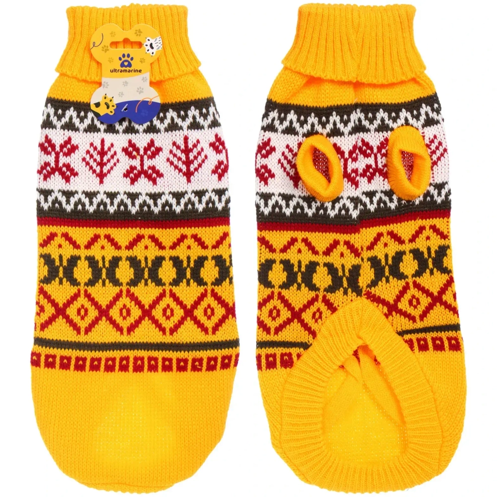 Кофта - свитер для мелких пород собак и кошек «BRO Style», снежинки, цвет желтый, р XL