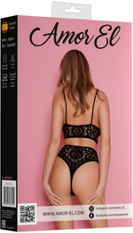 Ажурный комплект: топ и трусики (Размер: S-M-L) (Цвет: черный)