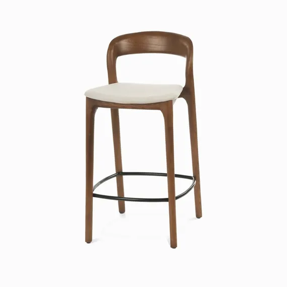 Полубарный стул Esse 65 см, орех, бежевая водоотталкивающая ткань