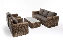 "Палермо" лаунж-зона из искусственного ротанга, цвет соломенный