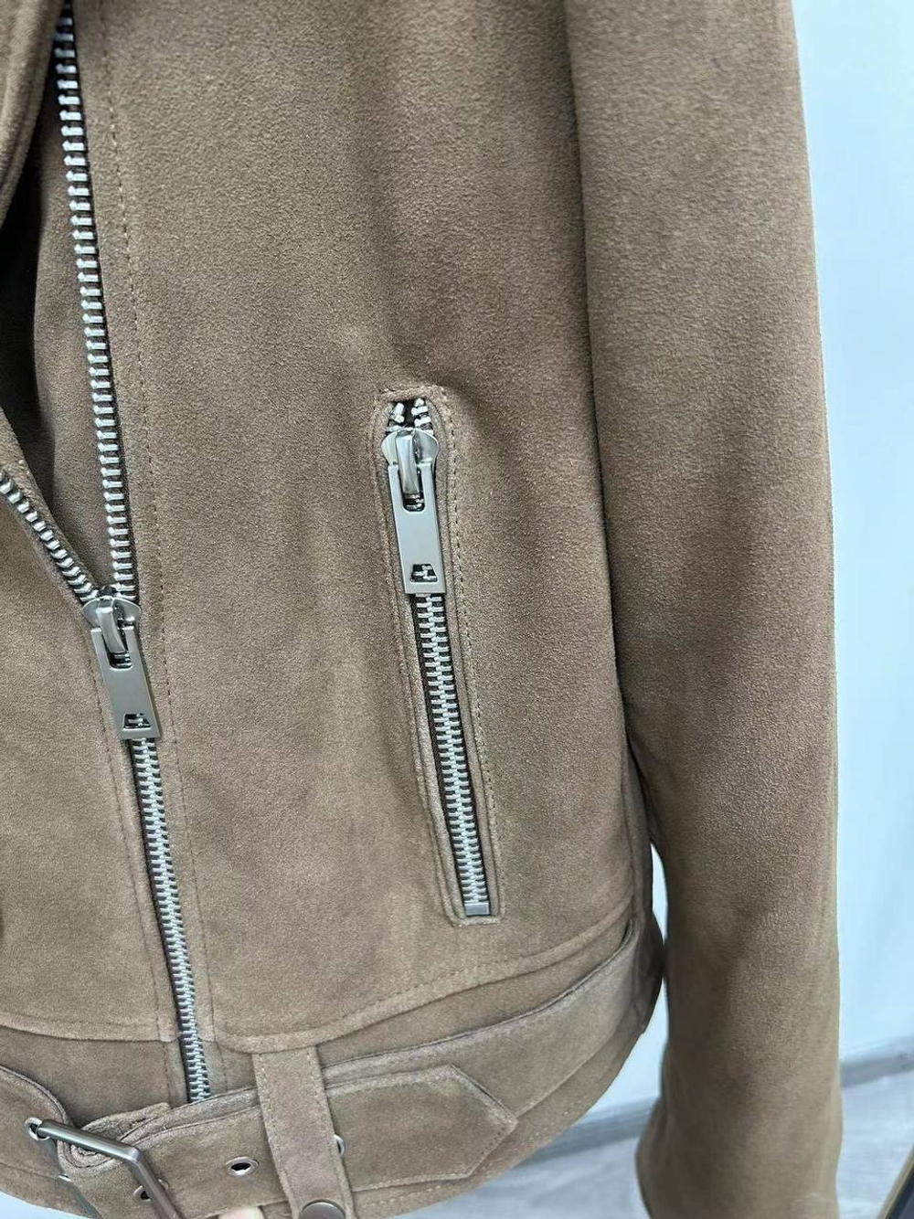 Замшевая курка - косуха "light beige"