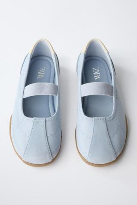 ZARA БАЛЕТКИ В СПОРТИВНОМ СТИЛЕ, СИНИЙ