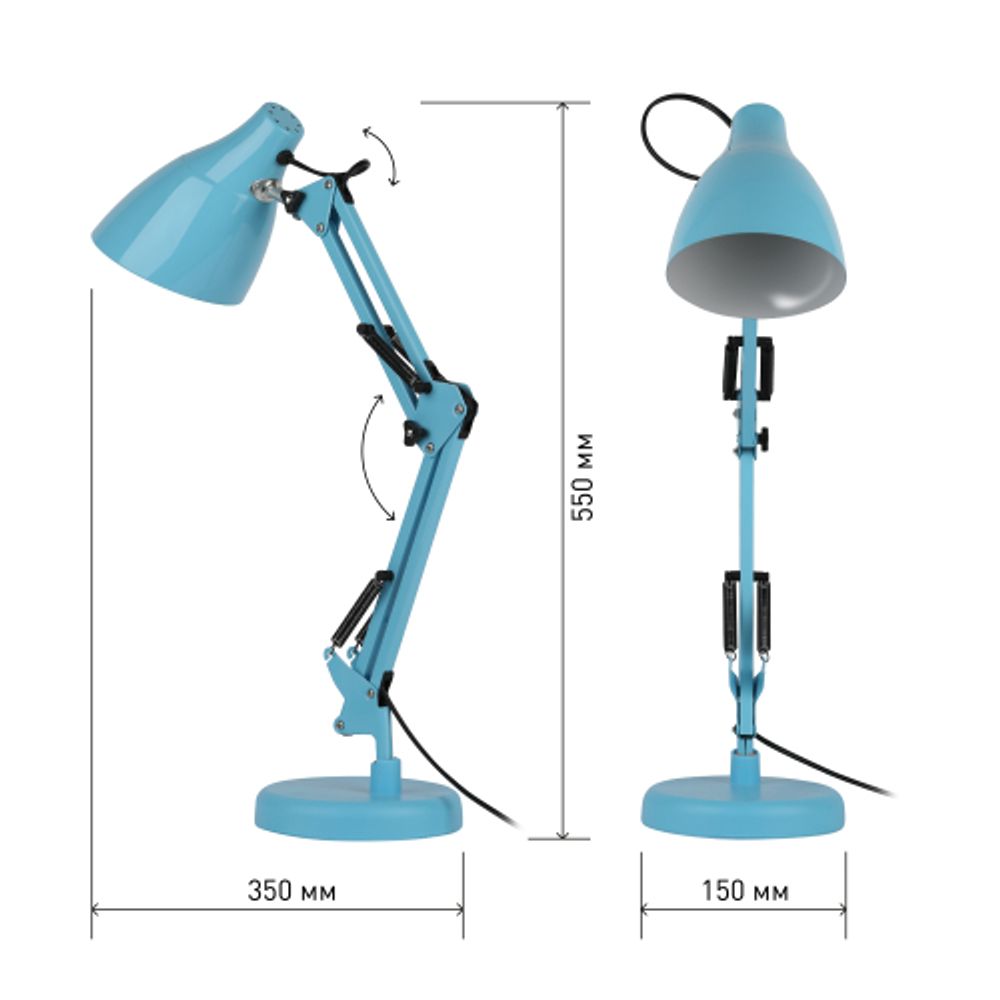 Настольный светильник ЭРА N-123-E27-40W-LBU Е27 с основанием голубой | Настольные светильники под лампу