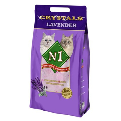 N1 Crystals Lavender - наполнитель силикагелевый (впитывающий) 5л