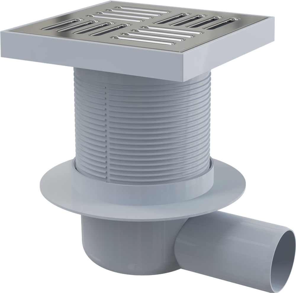 Сливной трап APV5411 150*150/50, подвотка -боковая, решетка- нержавеющая сталь, гидрозатвор- мокрый