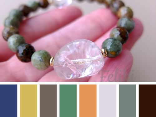 браслет горный хрусталь с яшмой