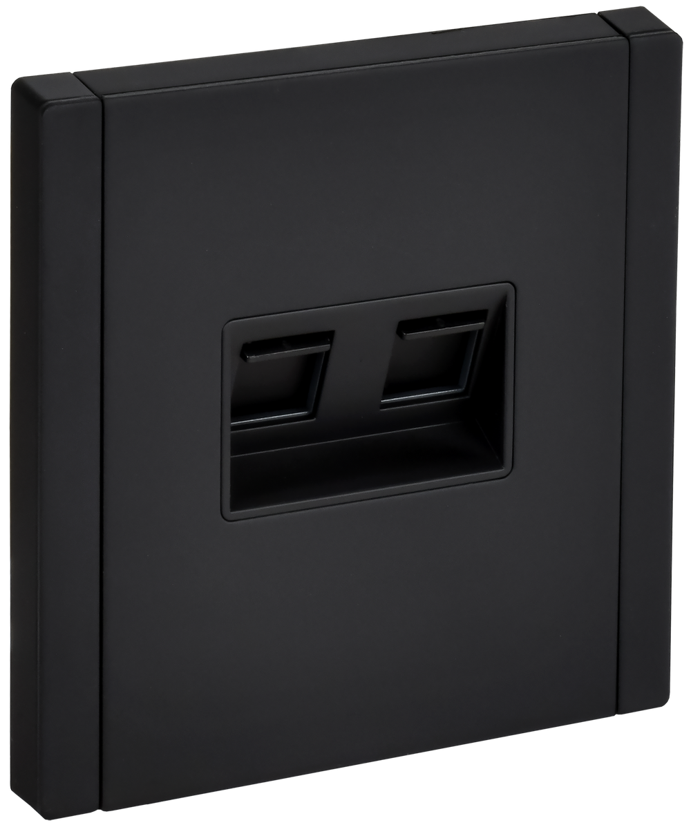 FORTE&PIANO Розетка двойная RJ11+RJ45 кат.5E FP135M металл черный IEK