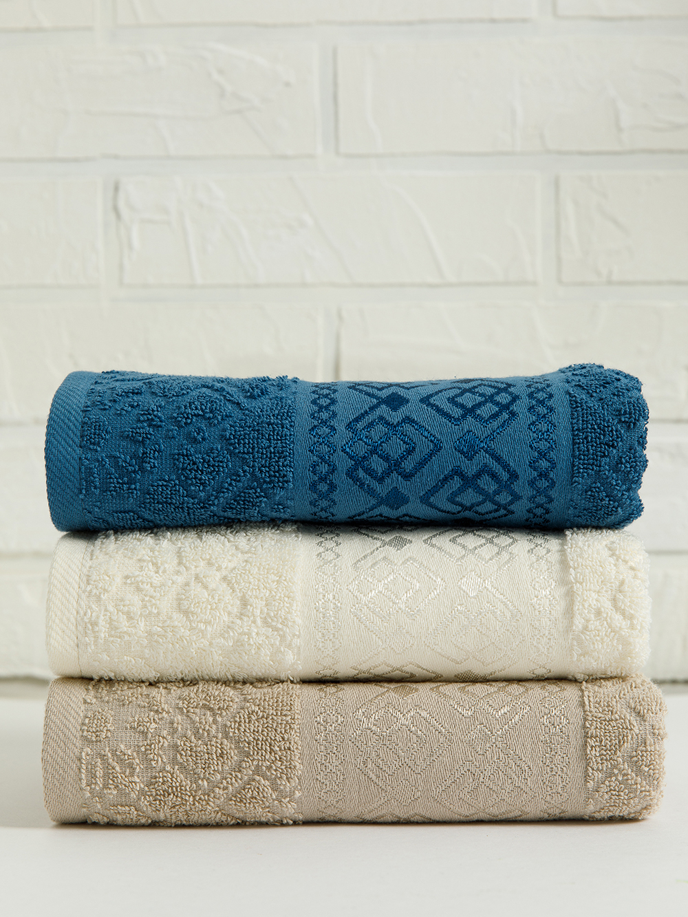 Полотенце махровое, г/к, жак., "Геометрия" 70х130, арт. BJ9 70-130, цвет: 023-Серо-бежевый,