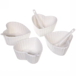 Набор соусников «White magic» 4шт с ложками «Сердечки»