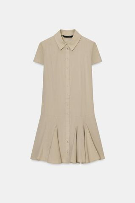 ZARA КОРОТКОЕ ПЛАТЬЕ-РУБАШКА, ЦВЕТ ПРЯЖИ