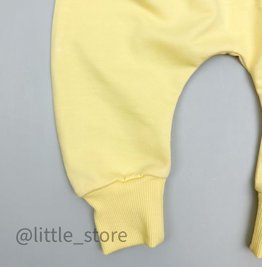 Брючки из футера "Летние цветы" бледно-желтый