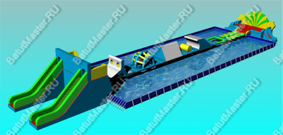 Наземный надувной аквапарк «Розовый бегемот» 38*10*5,5 м
