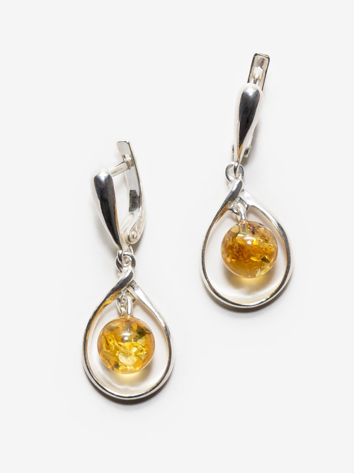 Серьги с натуральным янтарем