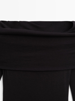 Massimo Dutti Футболка без бретелей с длинными рукавами, черный