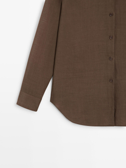 Massimo Dutti Рубашка свободного кроя с рубашечным воротником, коричневый