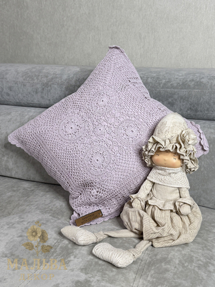 Подушка декоративная "Кружево" розовая 45x45x10см от J-LINE