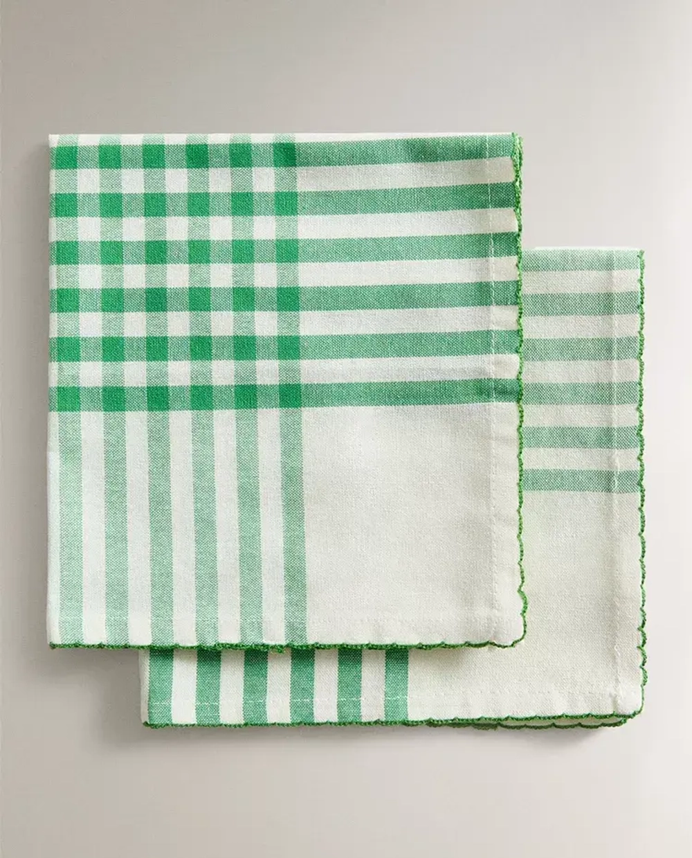 ZARA HOME САЛФЕТКИ ИЗ ХЛОПКА В КЛЕТКУ НАБОР ИЗ 2 ШТ.), ЗЕЛЕНЫЙ
