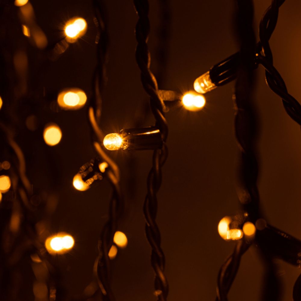 Гирлянда ЭРА ERAPS-BZ1 светодиодная новогодняя бахрома 2*0,7 м желтая 100 LED IP65 220 В | Профессиональное праздничное и новогоднее освещение