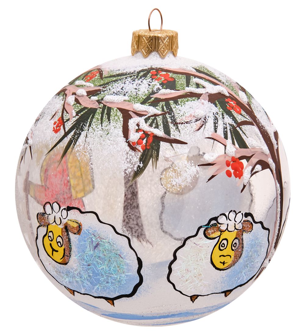 Элита НФШ-1447 Ел.украшение Шар «Козлик на прогулке» 100 мм