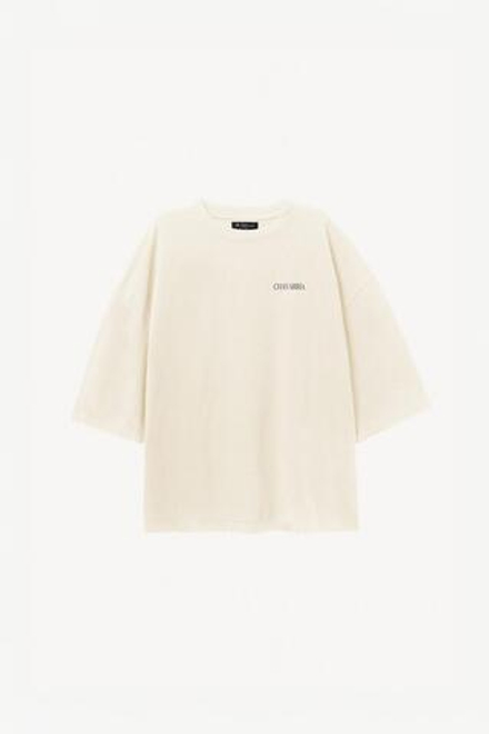 ZARA X WILLY CHAVARRIA ФУТБОЛКА ОВЕРСАЙЗ, ЖЕЛТОВАТО-БЕЛЫЙ