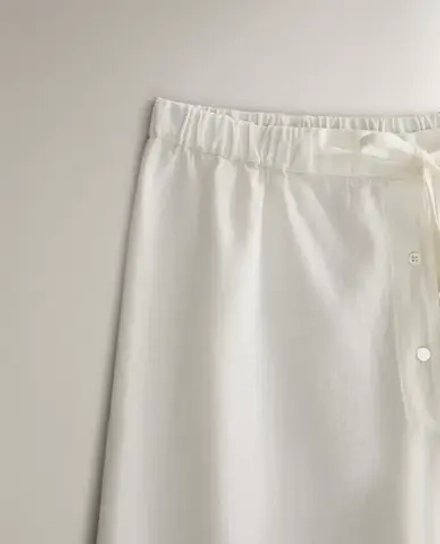 ZARA HOME БРЮКИ ИЗ ХЛОПКА И ЛЬНА С ВЫШИВКОЙ, СИНИЙ