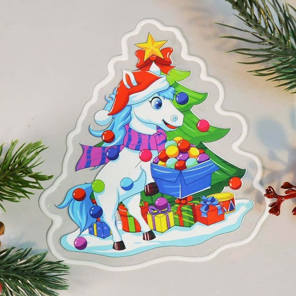 Наклейка новогодняя "Символ года 2026" 10*12см, силикон, 9224-55