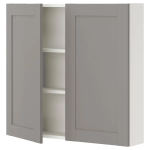 Настенный шкаф для ванной комнаты - ENHET IKEA/ ЭНХЕТ ИКЕА, 80х75х17 см, серый/белый