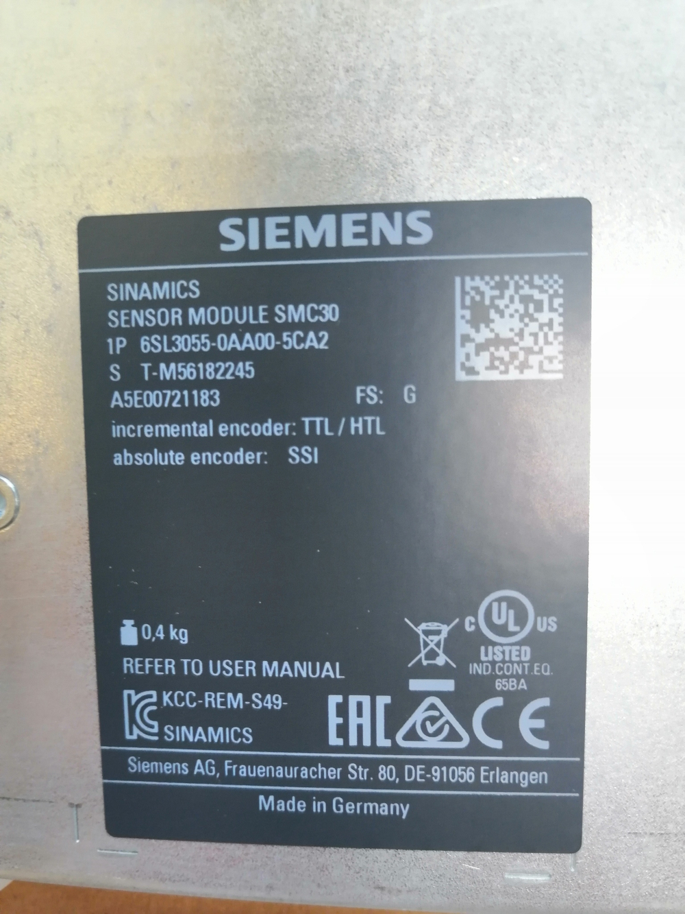 Siemens 6SL3055-0AA00-5CA2 новое