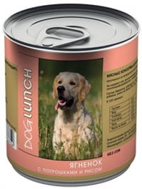Dog Lunch 410гр Влажный корм для собак Ягненок с потрошками и рисом