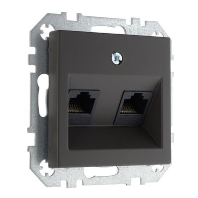 Розетка компьютерная RJ45 двойная LIREGUS RETRO IKL-002-01.R/ON59 шоколад матовая
