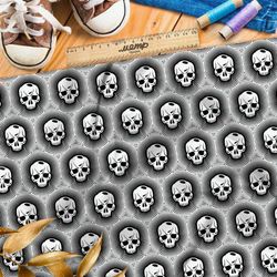 Ткань интерлок чёрно-белые печати с черепами